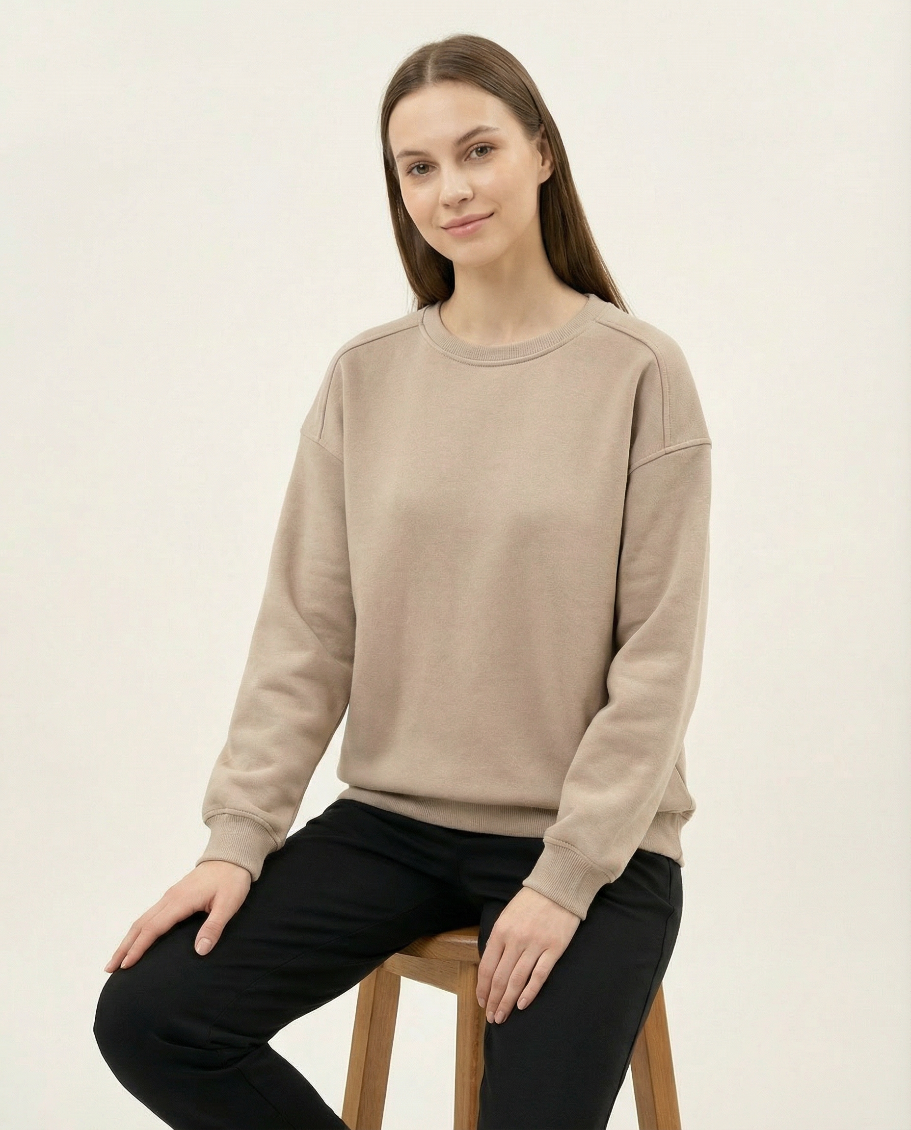 Kadın Bisiklet Yaka Oversize Sweatshirt