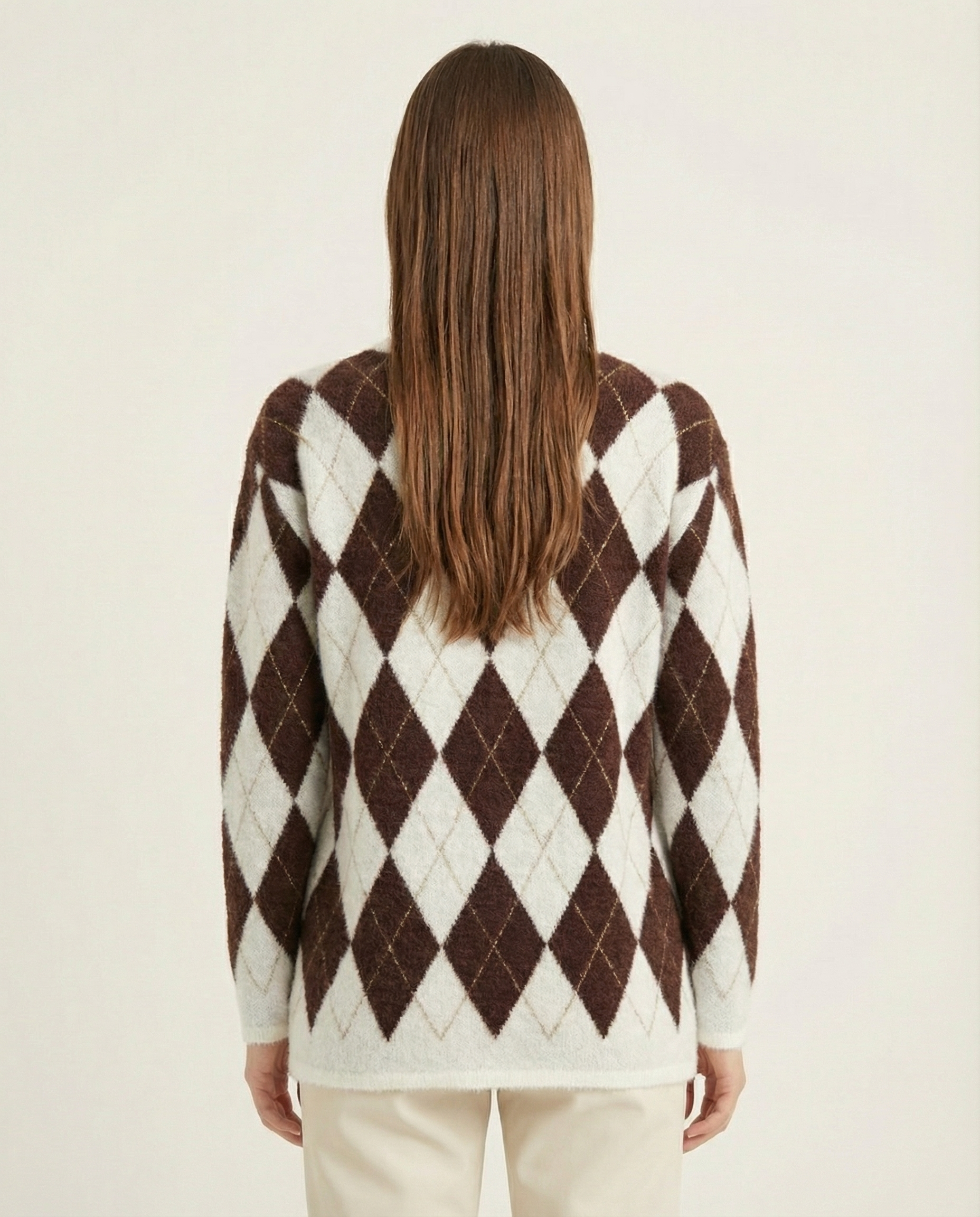 Kadın Baklava Desenli Yumuşak Dokulu Triko Kazak