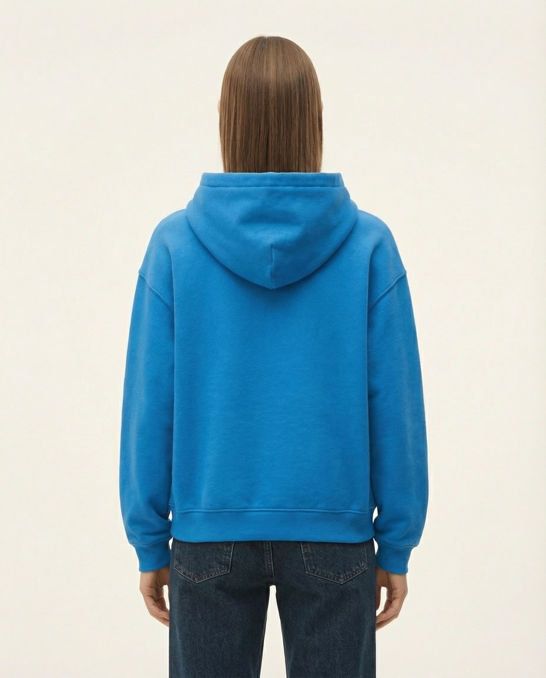 Baskılı Mavi Kadın Hoodie Sweatshirt