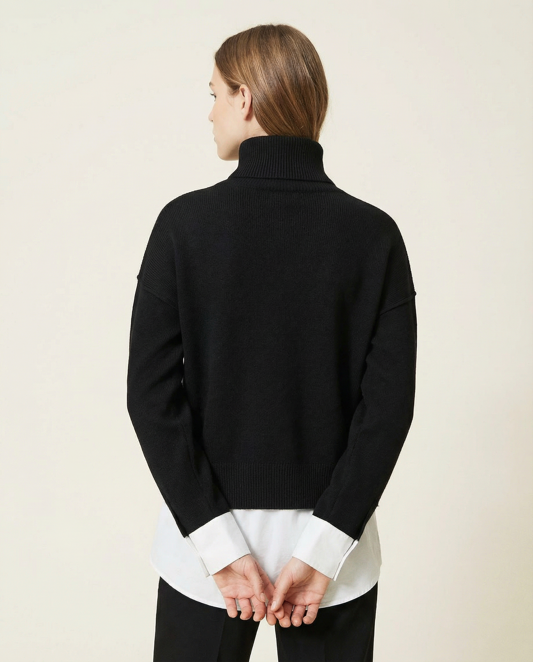 Kadın Balıkçı Yaka Yan Yırtmaçlı Salaş Triko Kazak