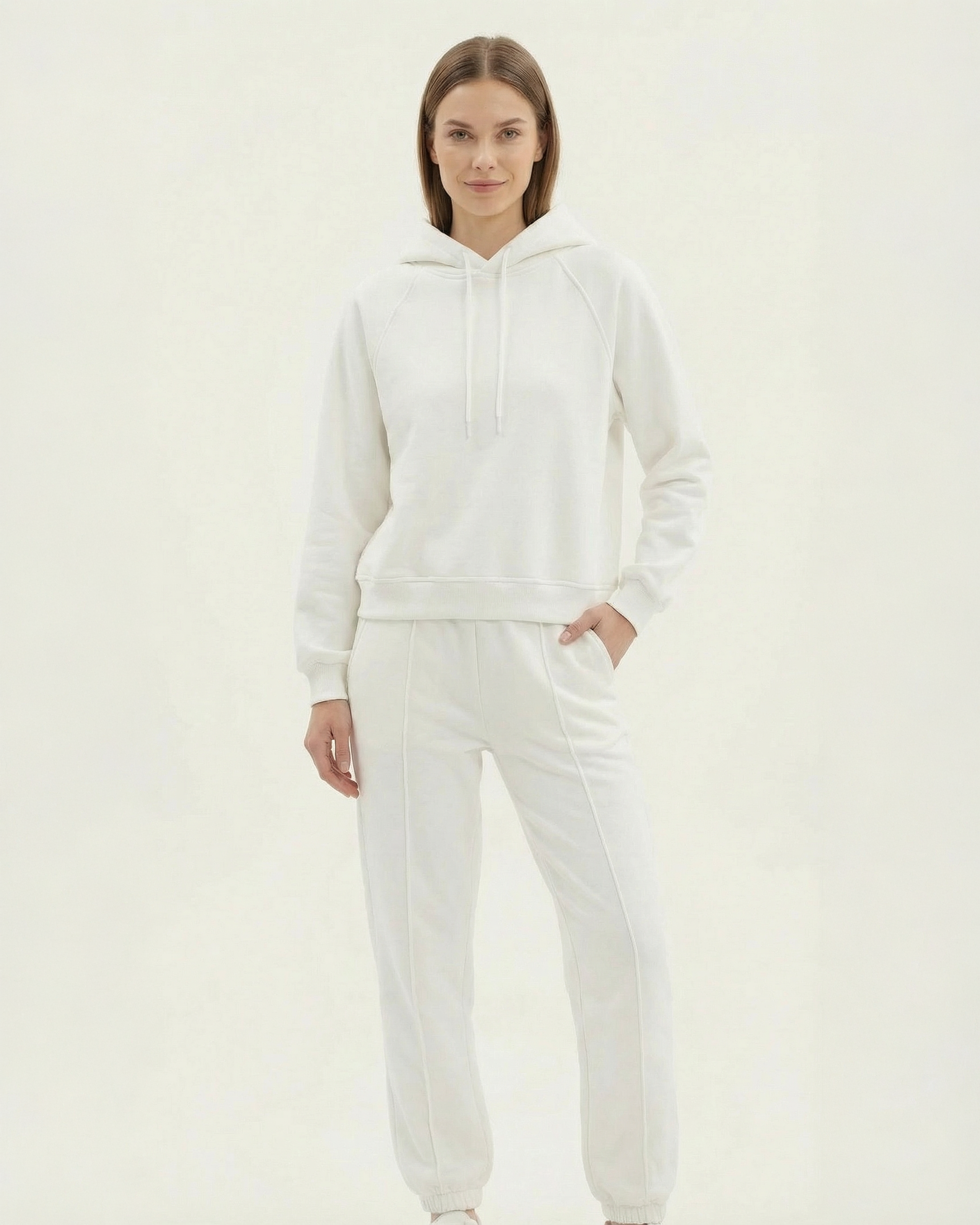 Kadın Kapüşonlu Eşofman Takımı Çima Dikişli İkili Set