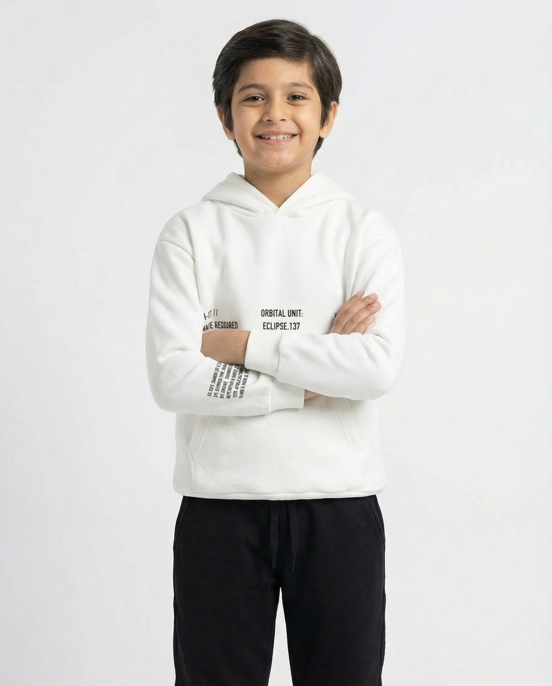 Erkek Çocuk Baskılı Kanguru Cepli Kapüşonlu Takım