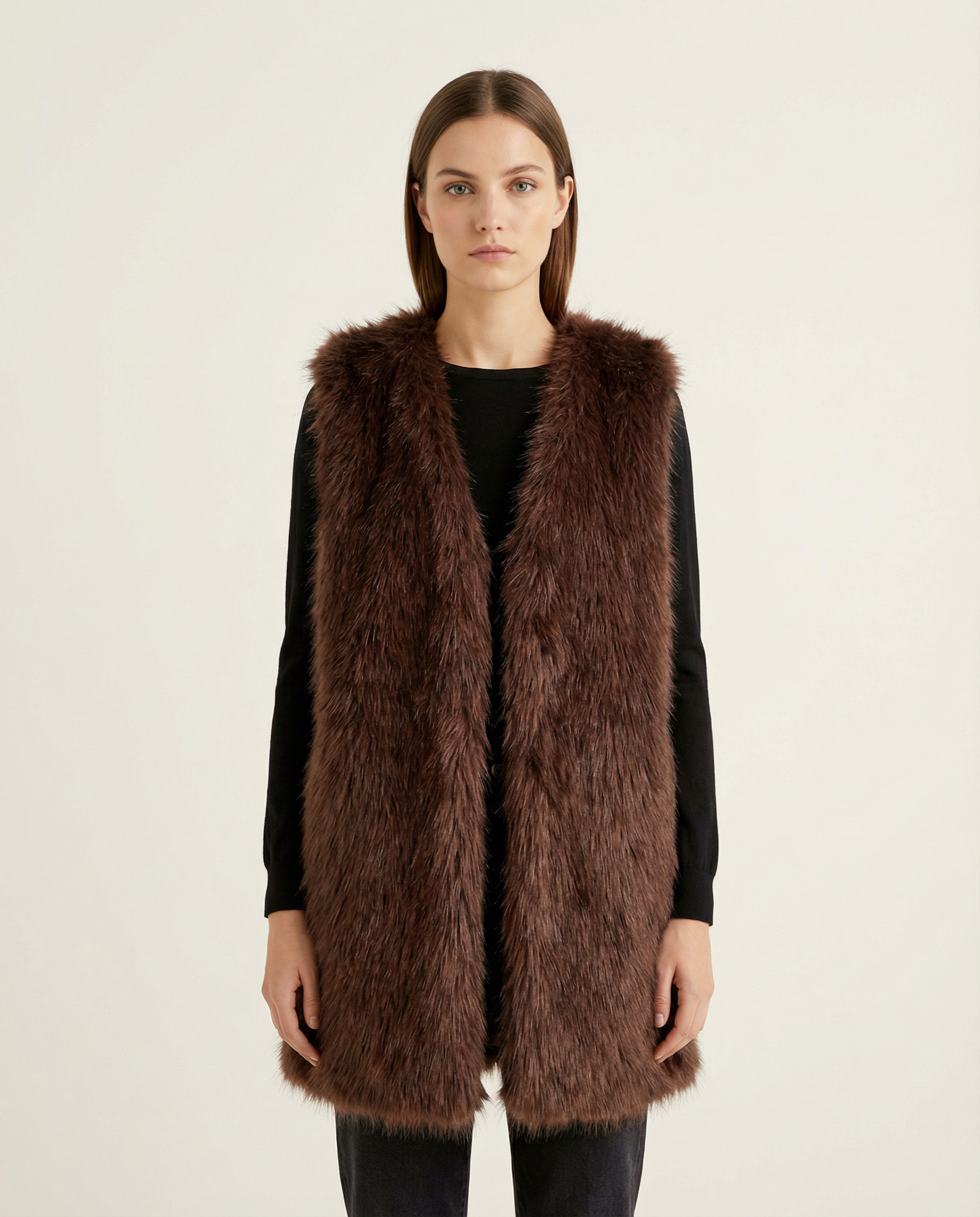 Kadın Yumuşak Dokulu Yapay Kürk Peluş Yelek