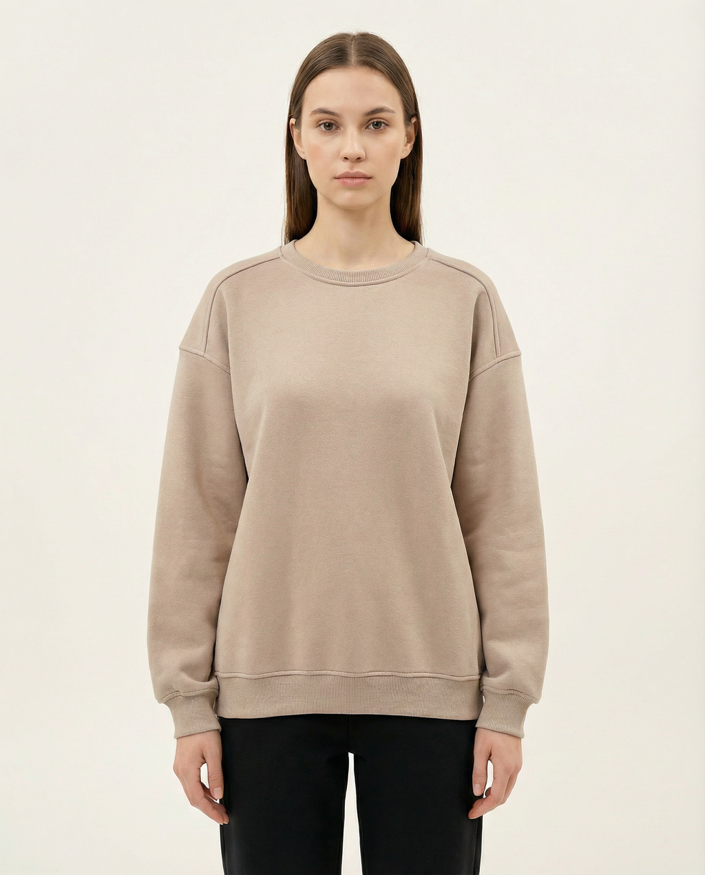 Kadın Bisiklet Yaka Oversize Sweatshirt