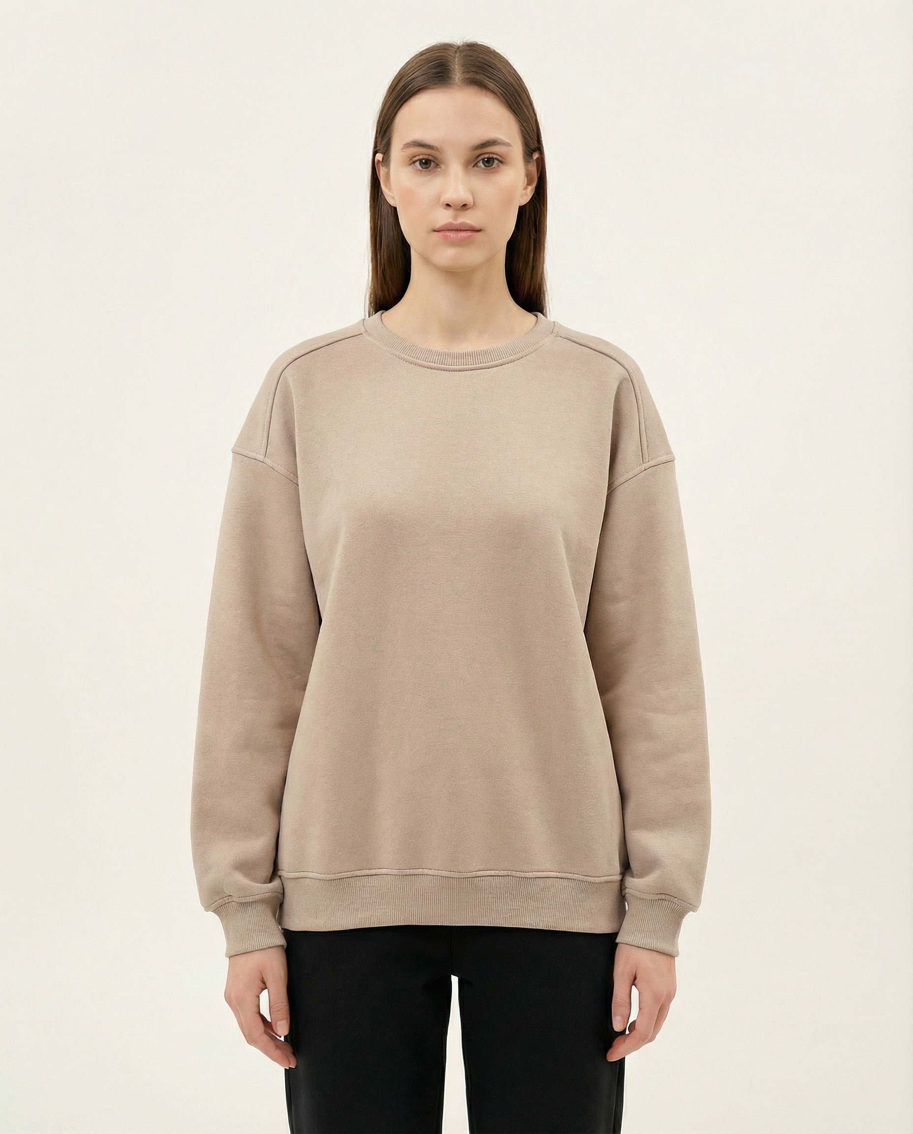 Kadın Bisiklet Yaka Oversize Sweatshirt