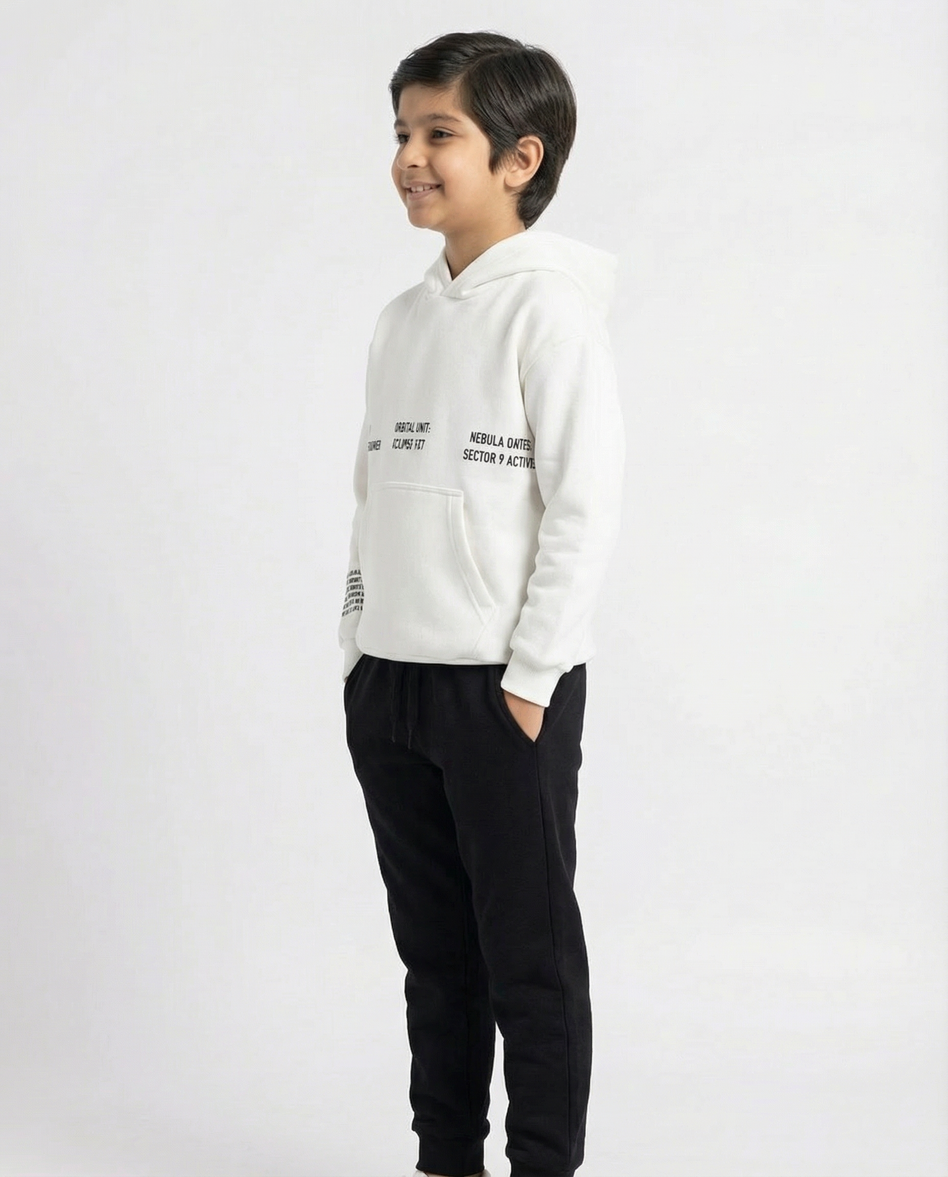 Erkek Çocuk Baskılı Kanguru Cepli Kapüşonlu Takım