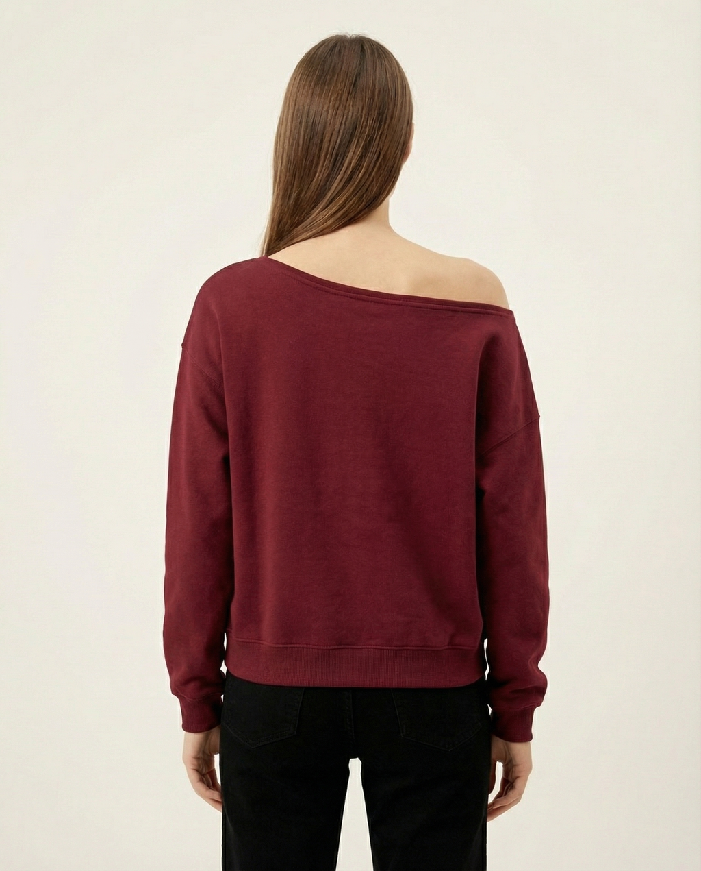Kadın Kayık Yaka Düşük Omuzlu Oversize Sweatshirt