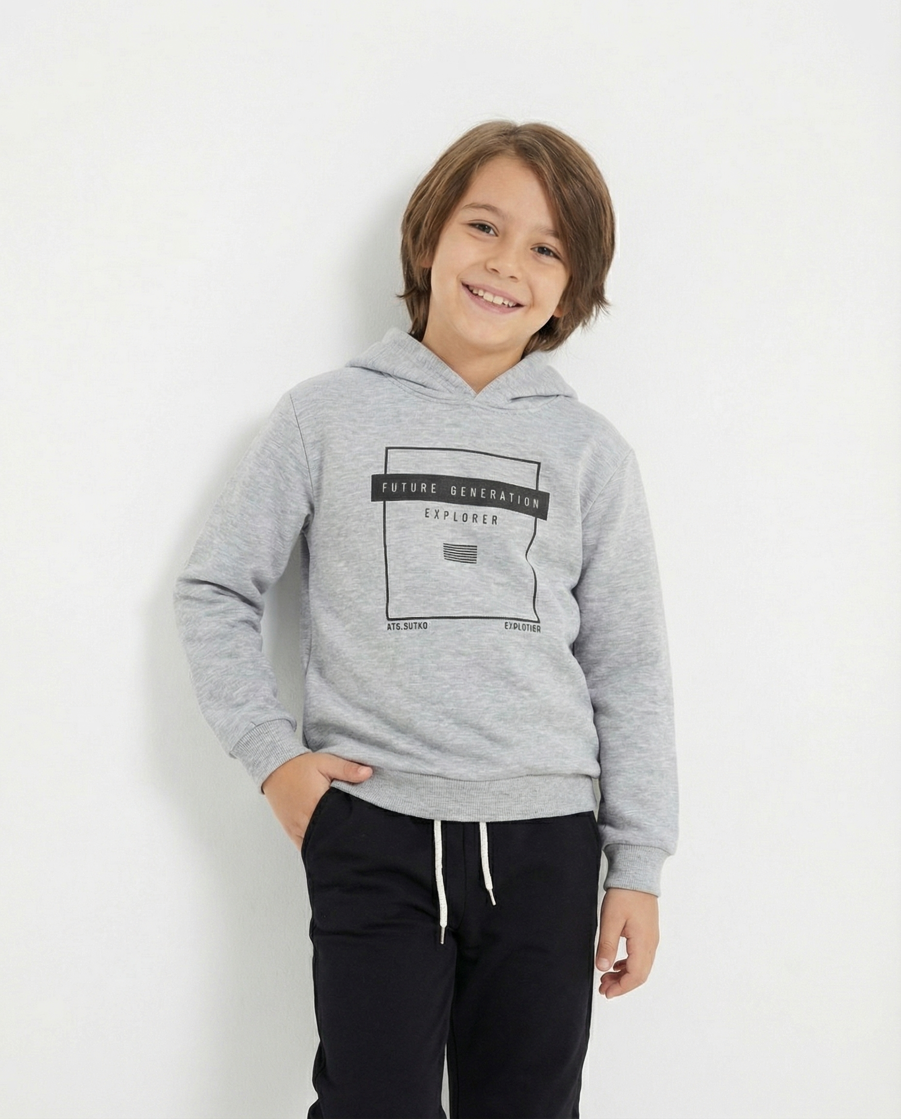 Erkek Çocuk Baskılı Kapüşonlu Eşofman Takımı