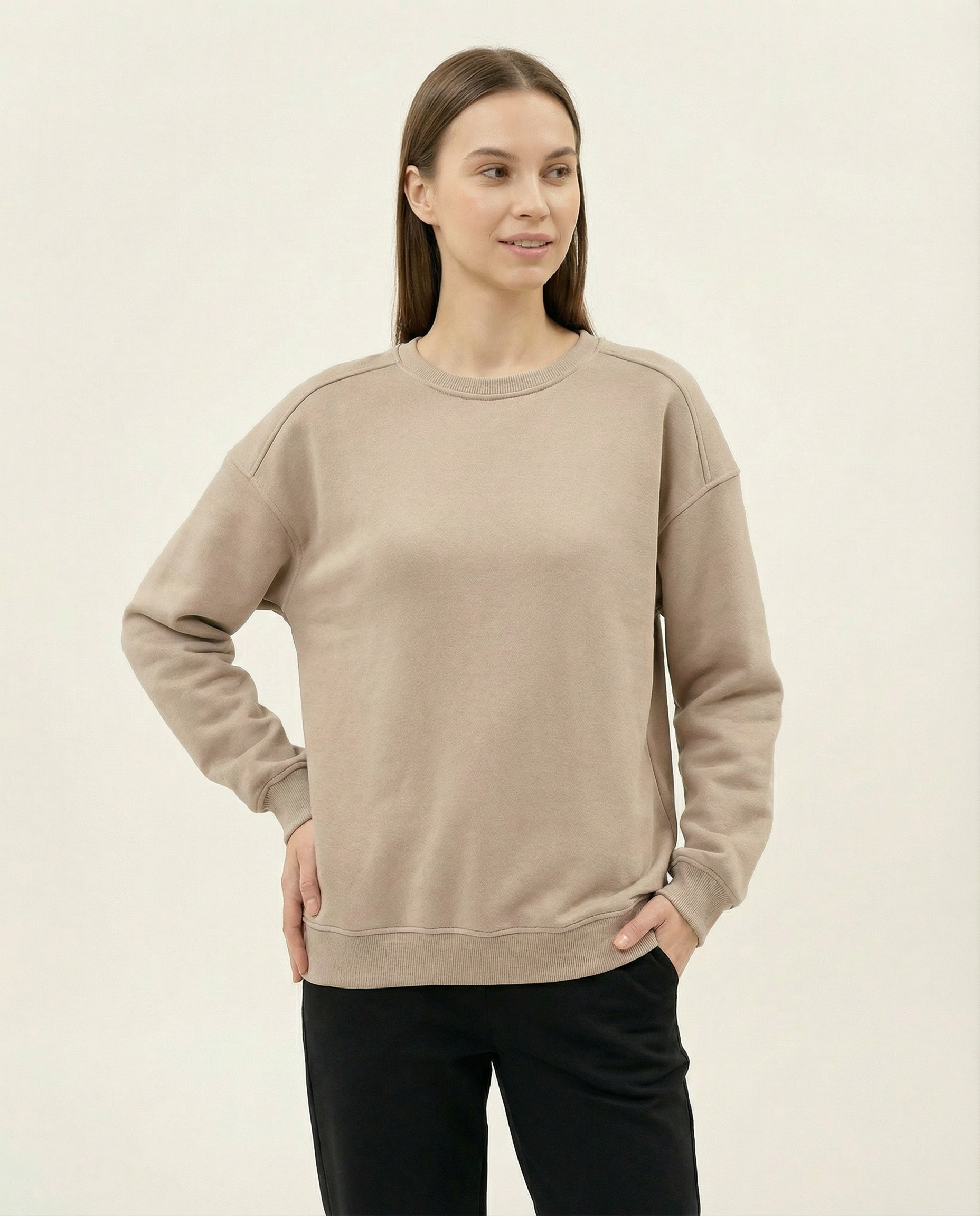 Kadın Bisiklet Yaka Oversize Sweatshirt
