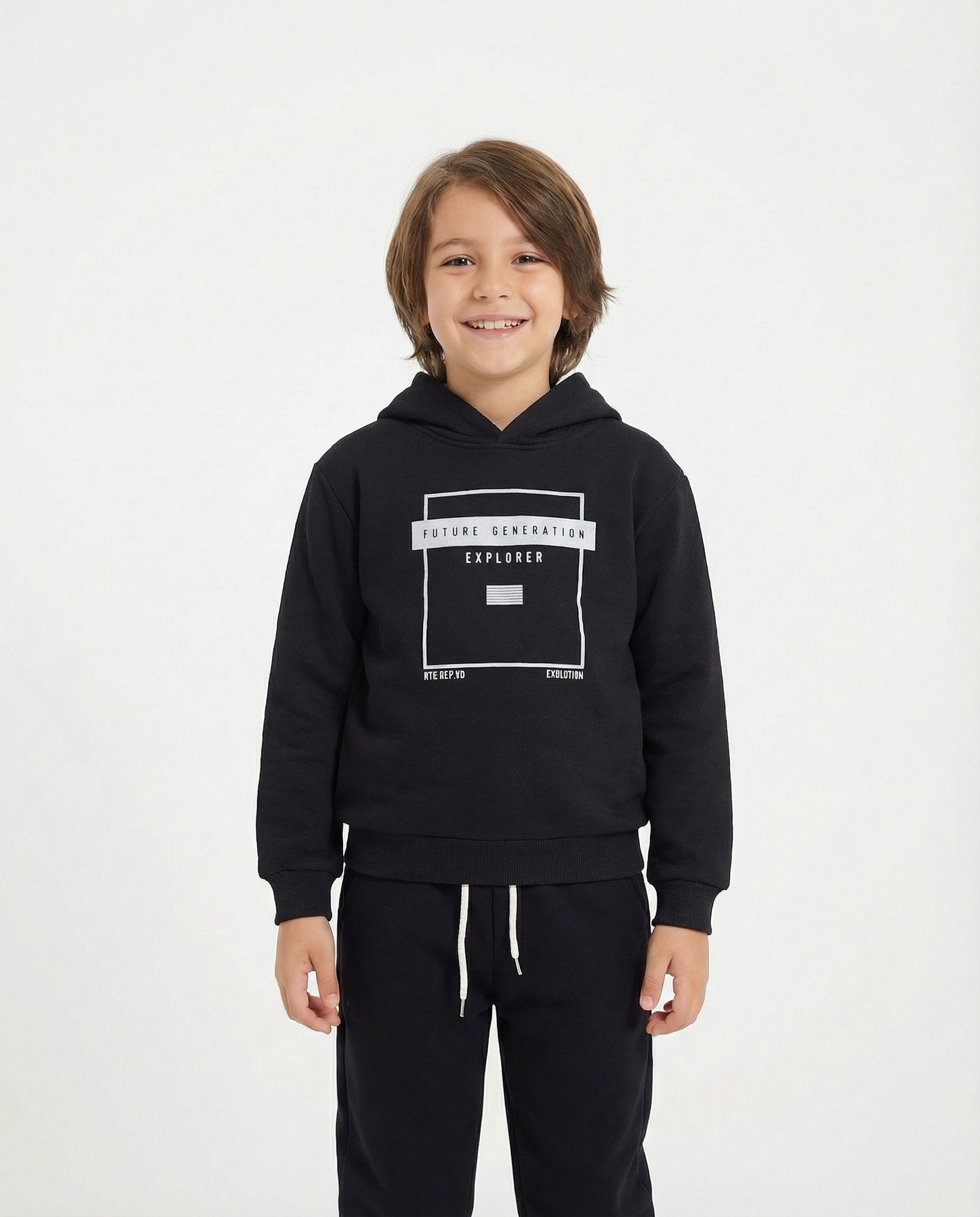 Erkek Çocuk Baskılı Kapüşonlu Eşofman Takımı