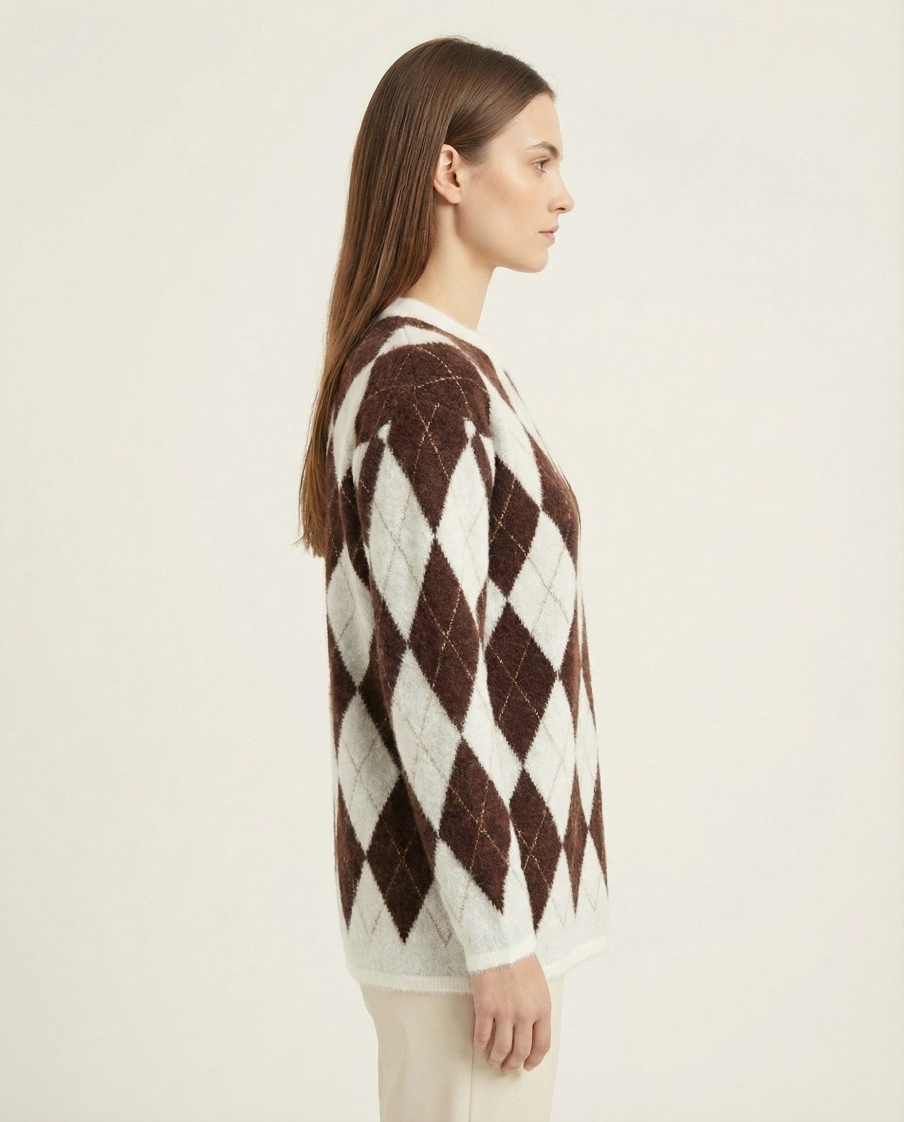 Kadın Baklava Desenli Yumuşak Dokulu Triko Kazak