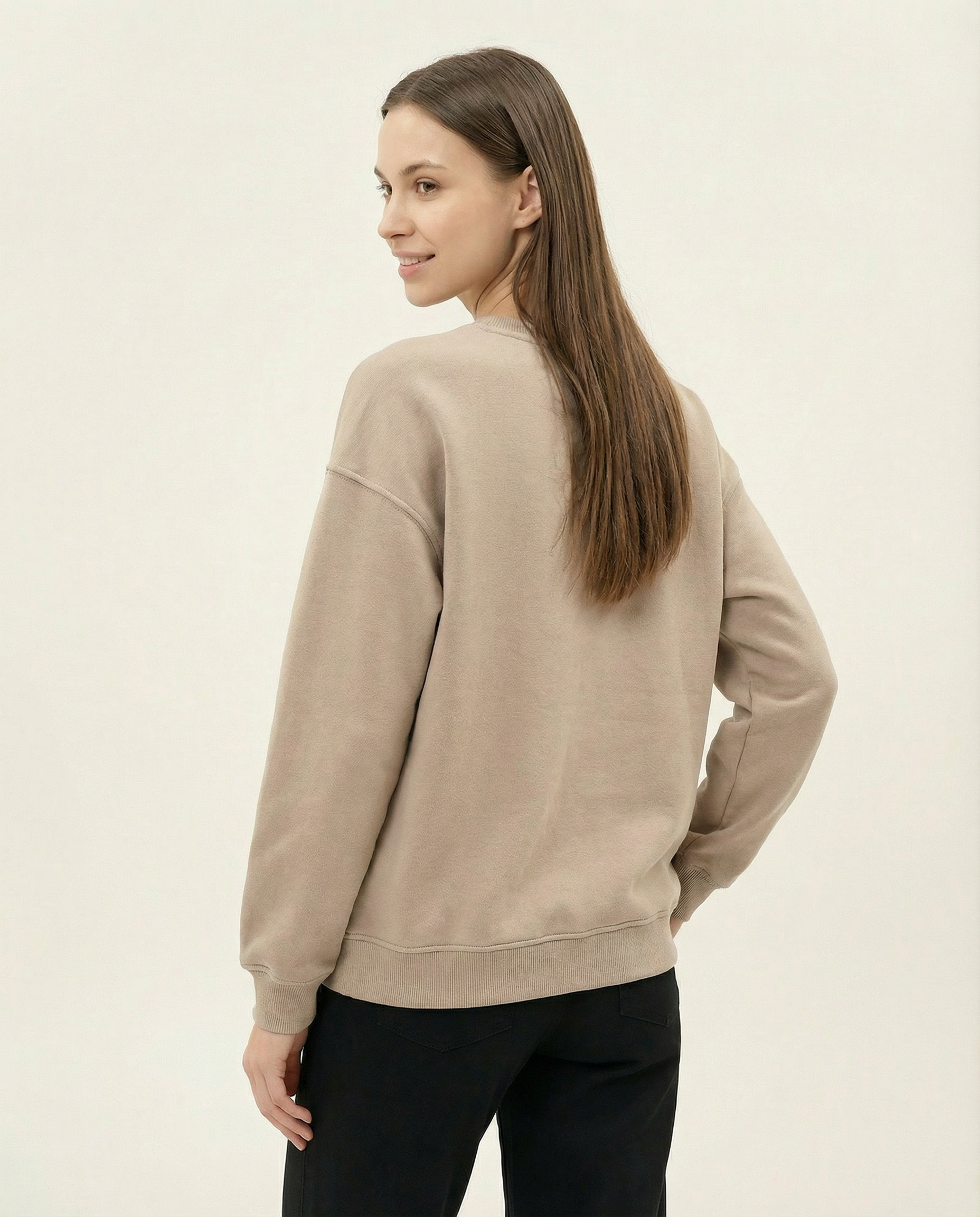 Kadın Bisiklet Yaka Oversize Sweatshirt