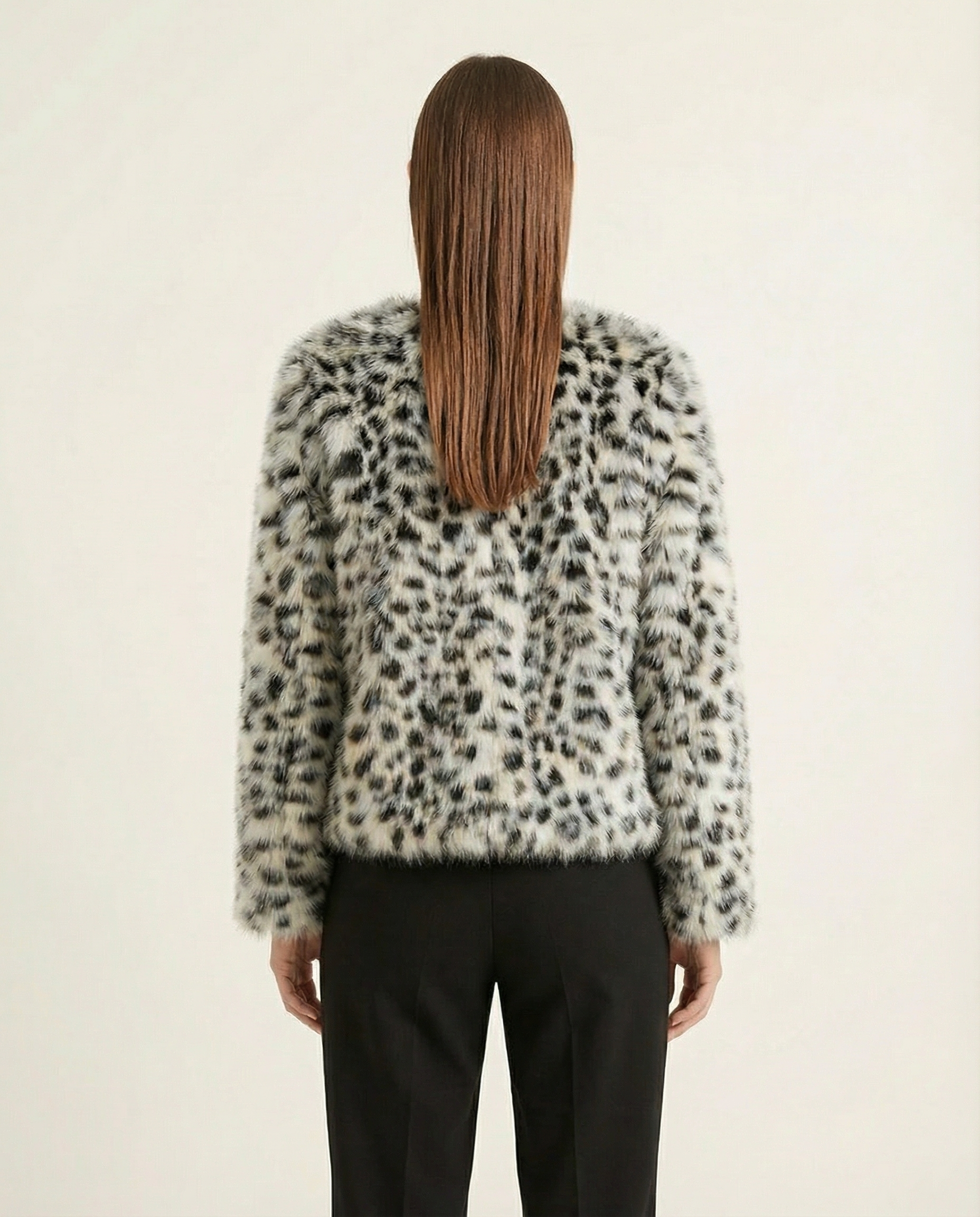 Leopar Desenli Yumuşak Dokulu Şık Kadın Suni Kürk Ceket