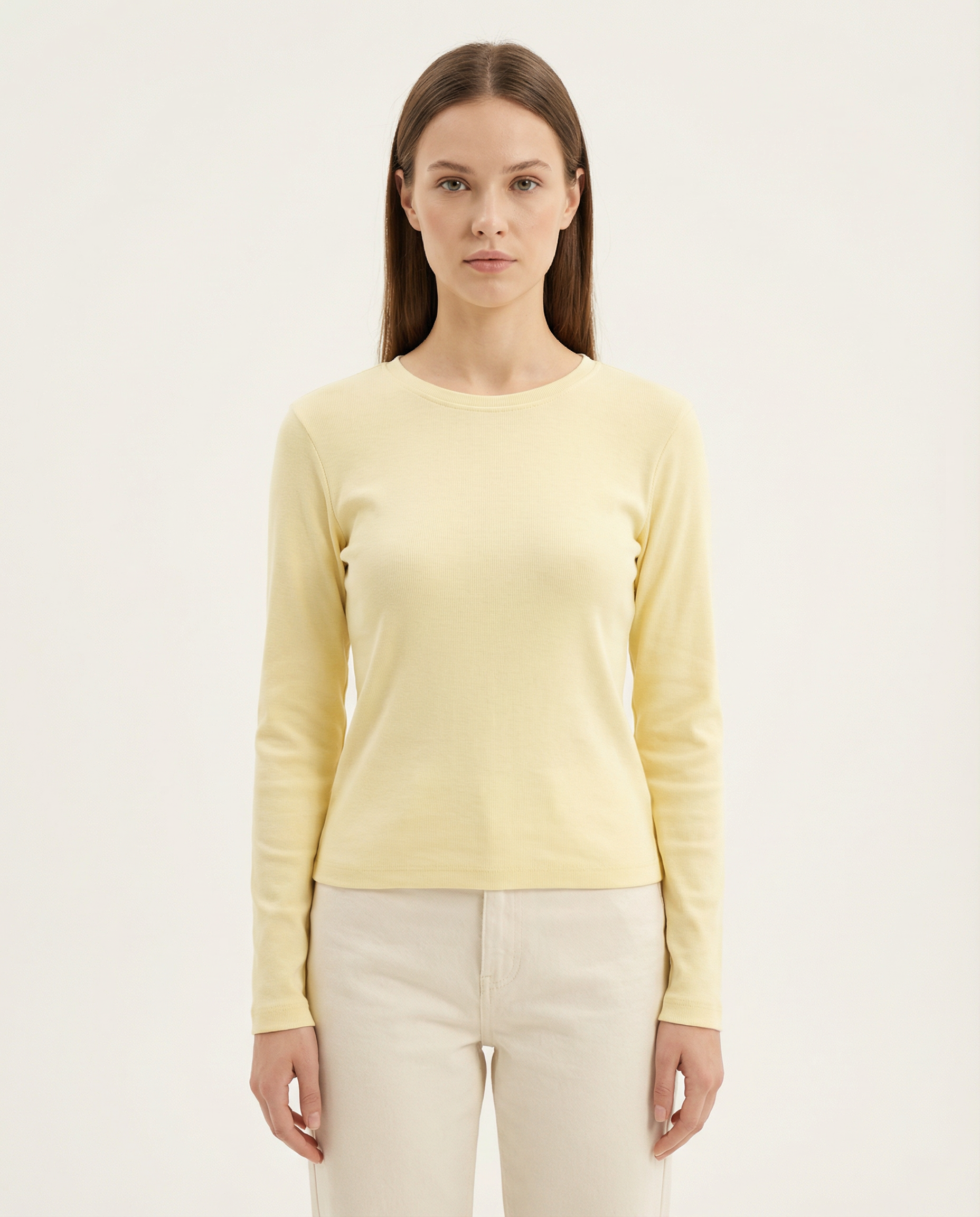 Kadın Bisiklet Yaka Uzun Kollu Slim Fit Tişört