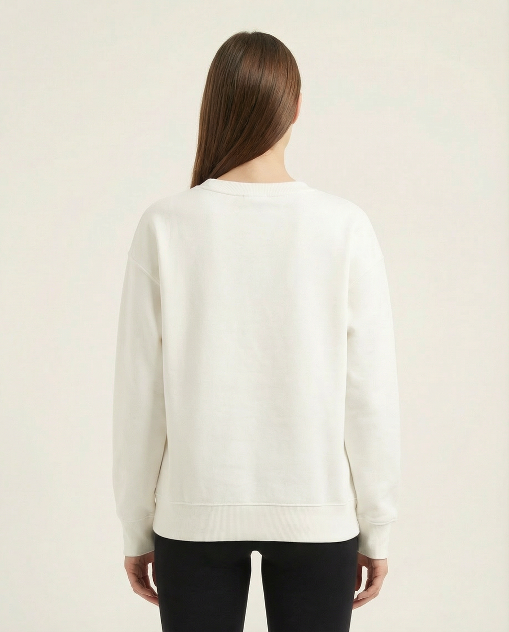 Kadın Bisiklet Yaka Büyük Logolu Sweatshirt