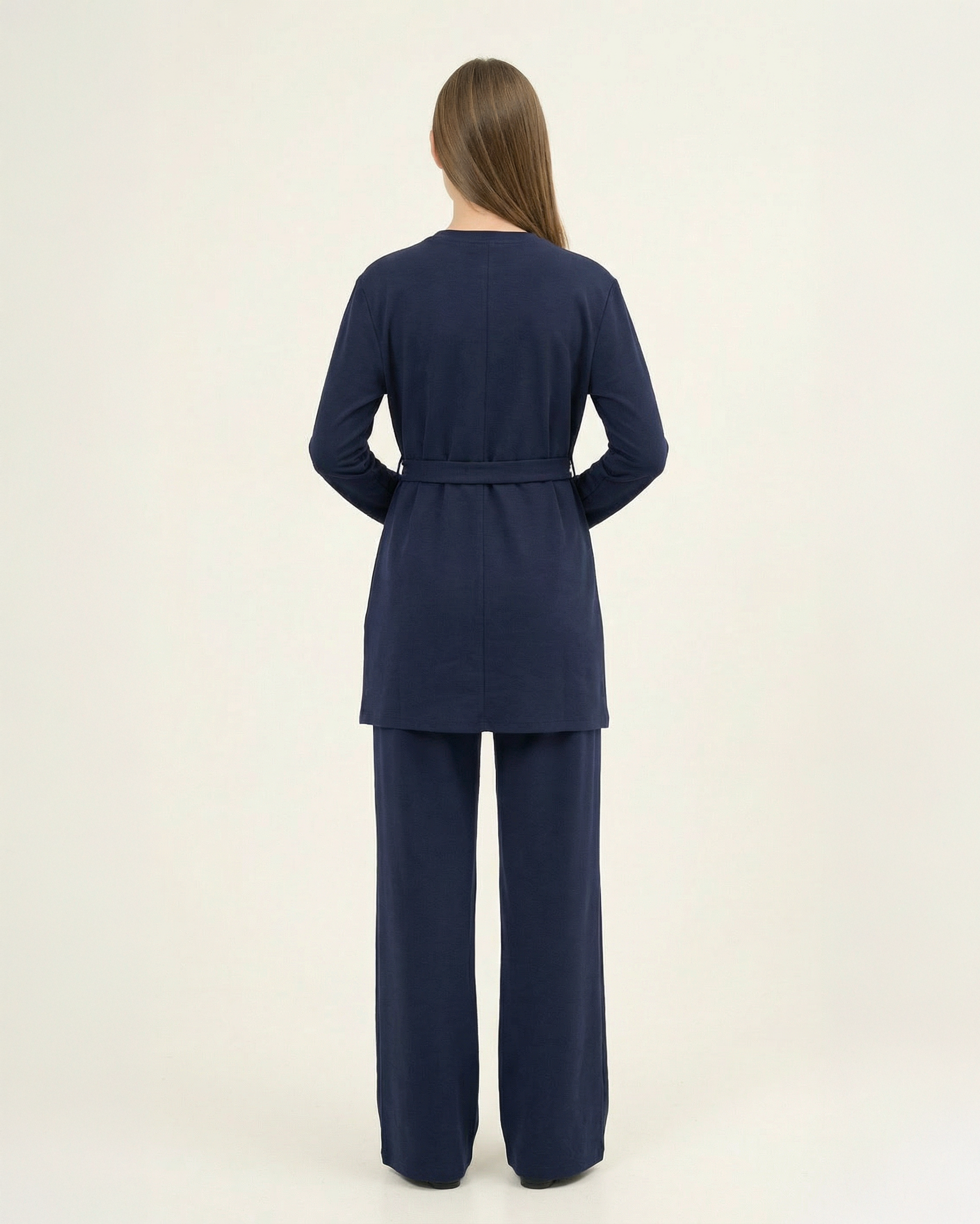 Asimetrik Kesim Toka Detaylı Nervürlü Kadın İkili Takım