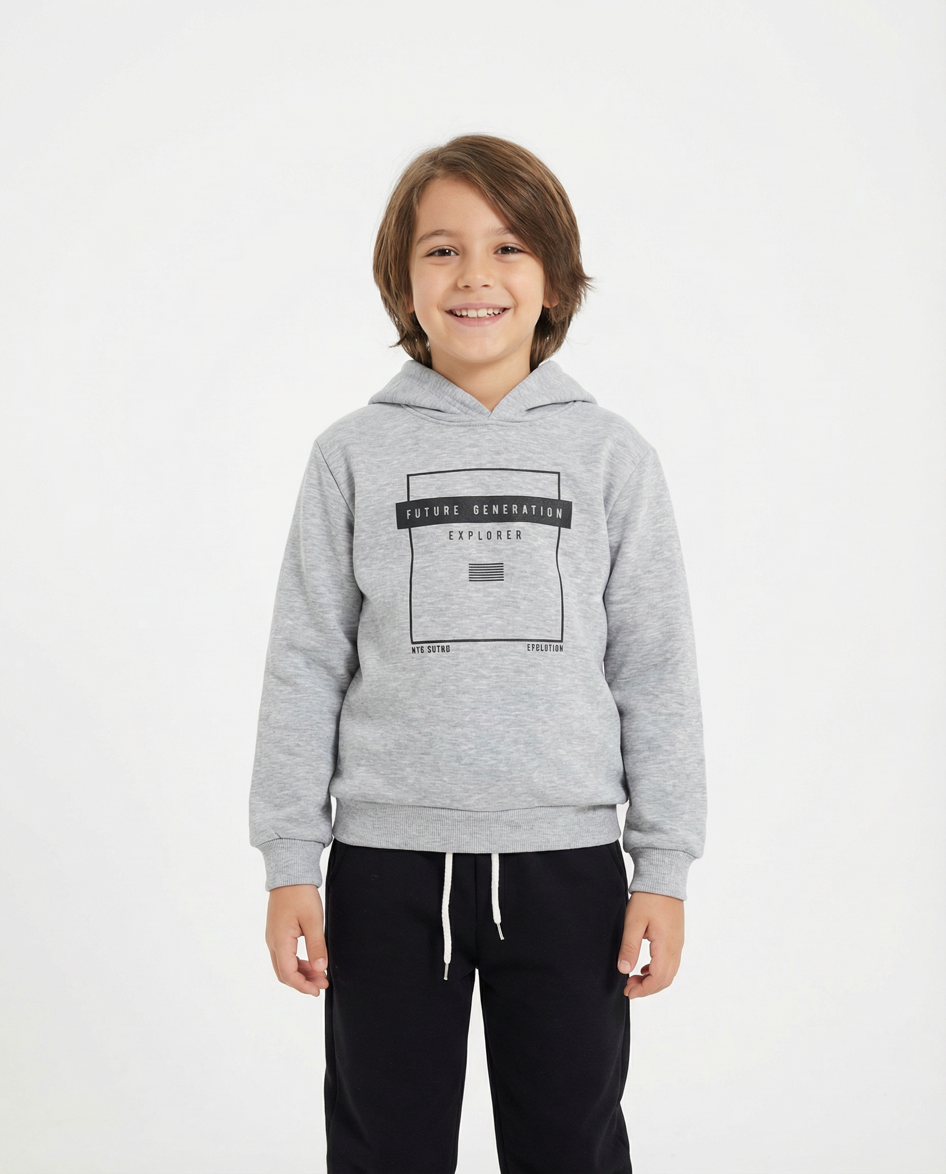 Erkek Çocuk Baskılı Kapüşonlu Eşofman Takımı