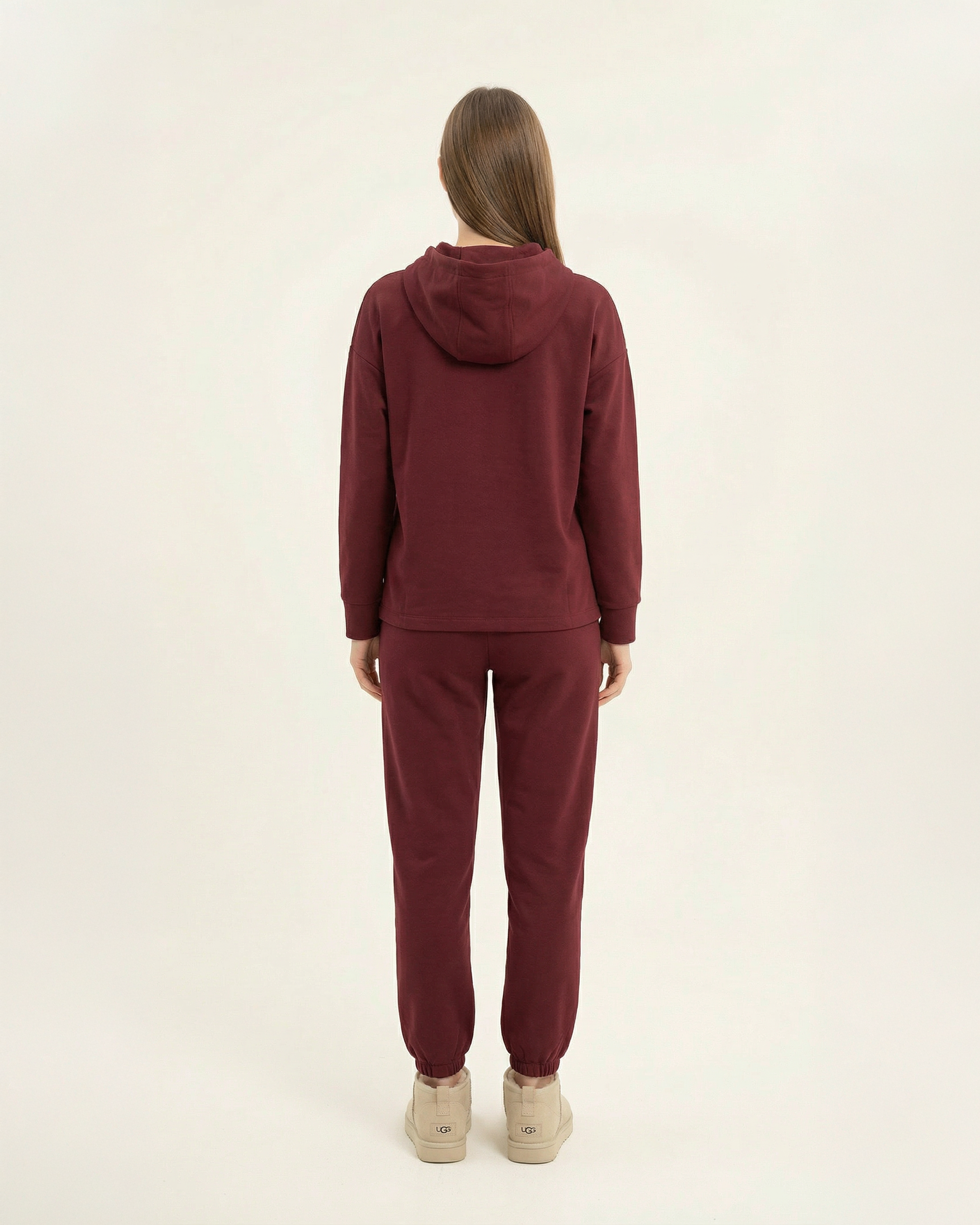 Kadın Kapüşonlu Kanguru Cepli Yarım Fermuarlı Eşofman Takımı