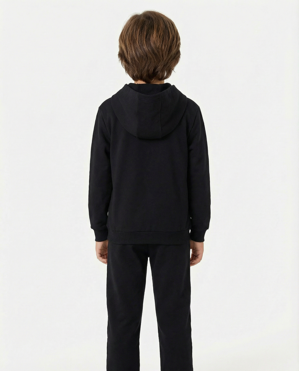 SunSet Baskılı Siyah Fermuarlı Kapüşonlu Erkek Çocuk Eşofman Takımı