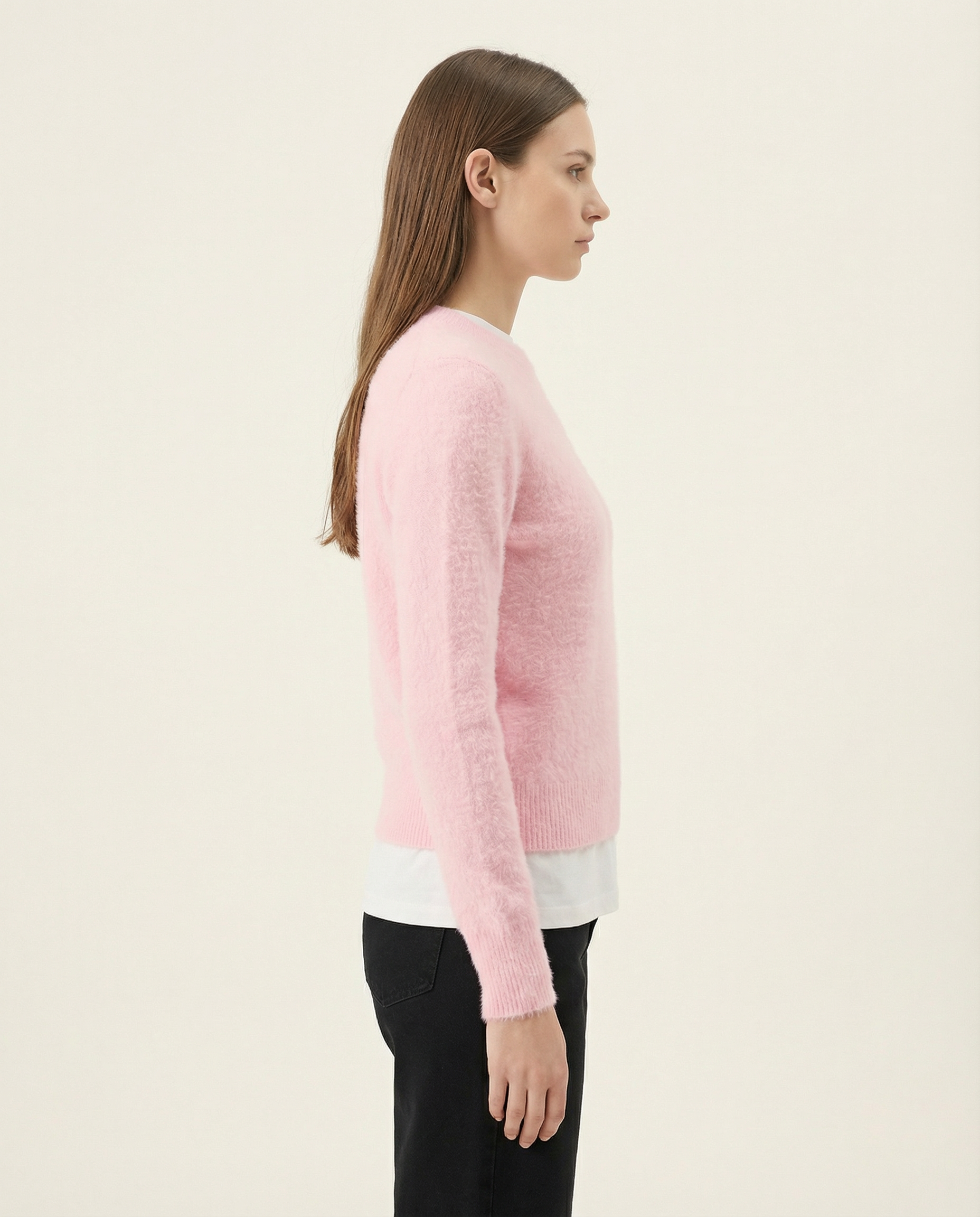 Kadın Bisiklet Yaka Yumuşak Dokulu Tüylü Triko Kazak